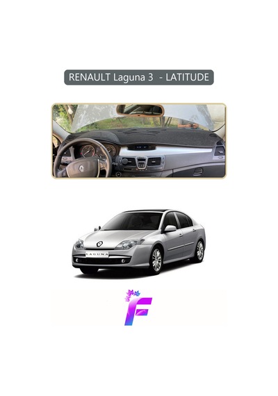 Renault Laguna 3 Uyumlu Torpido Örtüsü Yansıma Önleyici Tam Koruma Hızlı Ve Kolay Montaj J86 Gri