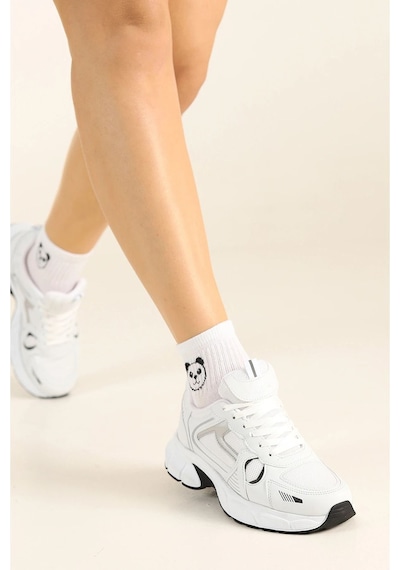 Mcdark Yüksek Taban Beyaz Siyah Günlük Sneakers Ayakkabı