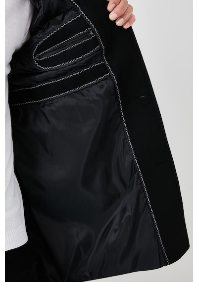 Buratti Slim Fit Tek Yırtmaçlı Düğmeli Mono Yaka Kaşe Erkek Kaban 5840098 Siyah