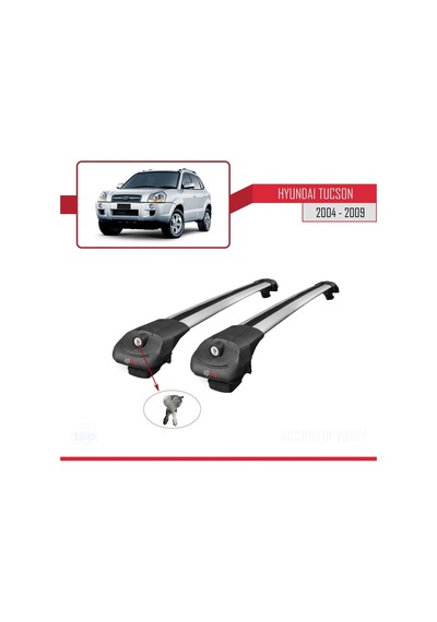 Hyundai Tucson Jm 2004-2009 Arası İle Uyumlu Ace-1 Ara Atkı Tavan Barı Gri