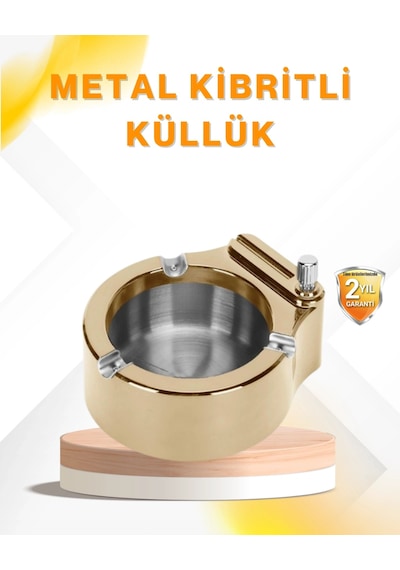 Çakmak Entegreli Küllük Yeniden Doldurulabilir Metal Gövde