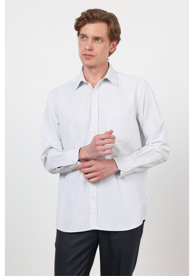 İmza Beyaz - Siyah Sert Yaka Uzun Kol Cepli Comfort Fit Pamuklu Gömlek 1004260222 İmza Beyaz - Siyah Sert Yaka Uzun Kol Cepli Comfort Fit Pamuklu Gömlek 1004260222