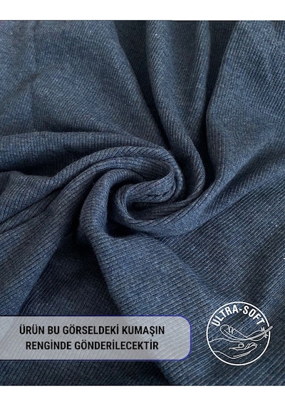 Alya Underwear Kaşkorse Tam Boğazlı Body Sweatshirt, Fitilli Kumaş, Likralı, Gül Kurusu İndigo Melanj