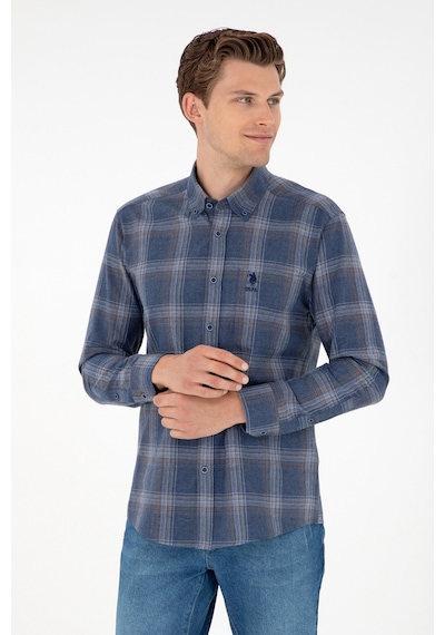 U.s. Polo Assn. Erkek İndigo Gömlek Desenli 50292319-vr028 İndigo