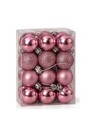 Bakgelal 24 Adet Pudra Pembe Yılbaşı Ağaç Süsü Seti - 3 Cm Parlak, Mat Ve Simli Mini Çam Ağacı Topu Seti - 9059724709127 Diğer