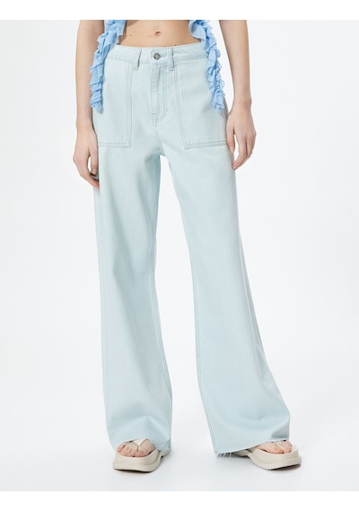 Koton Geniş Paça Kot Pantolon Cepli Standart Bel Pamuklu - Bianca Jean Bleach 4sal40021md Açık Mavi Koton Geniş Paça Kot Pantolon Cepli Standart Bel Pamuklu - Bianca Jean Bleach 4sal40021md Açık Mavi