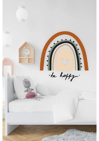 MSticker Be Happy Gökkuşağı Çocuk Odası Duvar Sticker