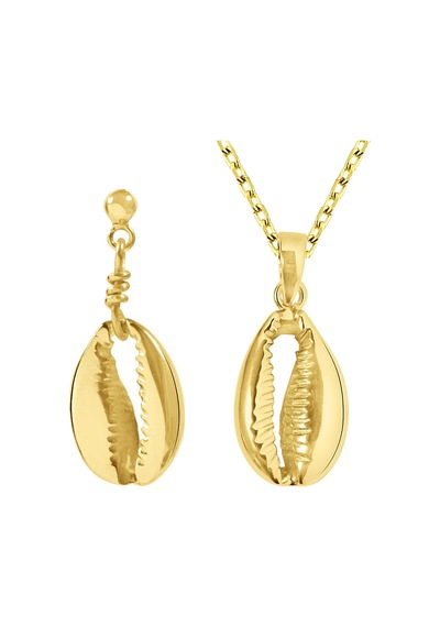 Kuyumcudukkani "istiridye"küpe Ve Kolye Seti- 24125-g Gold