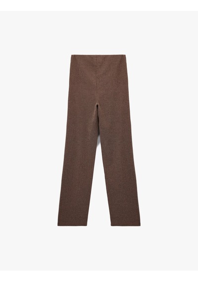Koton Bürümcük Kumaş Slim Fit Uzun Düz Paça Pantolon Kahverengi 6wak40042ek Kahve