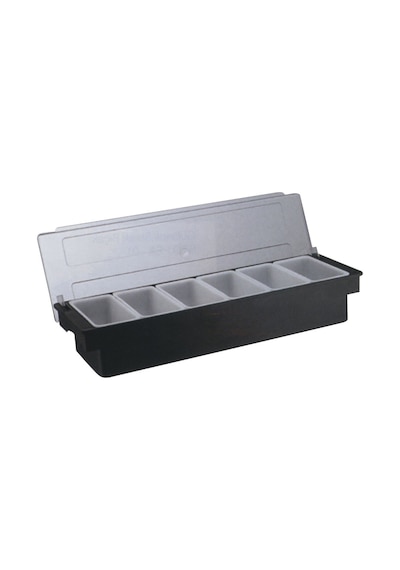 Biradlı 6'lı Policarbon Kapaklı Bar Konteyner 50x16x9 Siyah