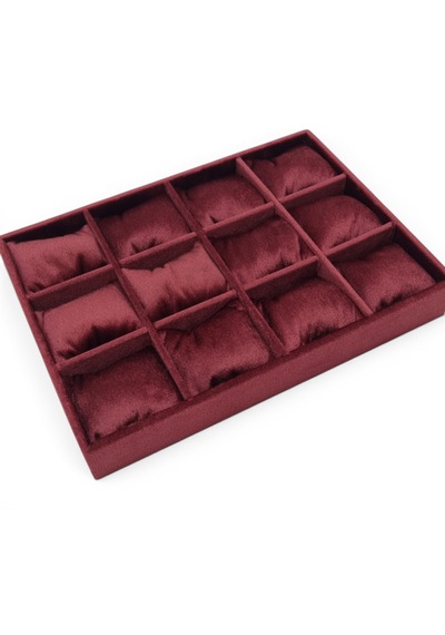 12'li Saat Tablası Saat Düzenleyici Bordo Bordo Yastıklı