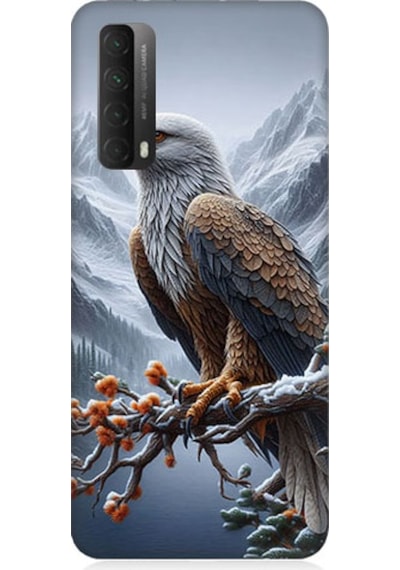 Huawei P Smart 2021 Uyumlu Kartal Ve Dağlar Desenli Silikon Kılıf