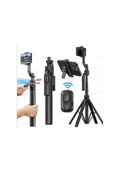 C17 Tripod 360 Otomatik Rotasyon Çekim Quadrapod Profesyonel Selfie Çubuğu Aı Yüz Takibi 163cm