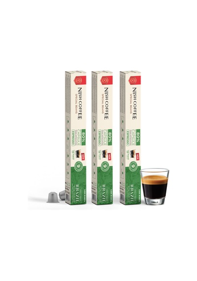 Nish Coffee Single Orijin Kapsül Kahve Kahve Brasil Nespresso Uyumlu 3lü Set 30 Kapsül Kapsül Kahve