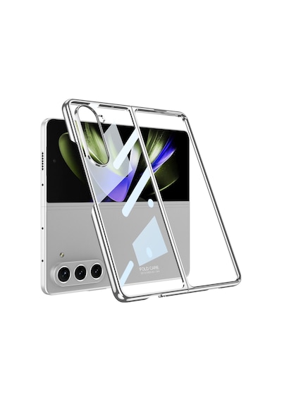 Samsung Uyumlu,  Galaxy Z Fold 5 Kılıf Zore Full Camlı Kıpta Kapak Gümüş