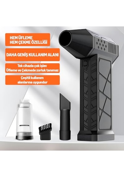 Ayrex Uruchı X3 2026 Şarjlı Hava Üfleyici & Vakum Gerçek 130000 Rpm, 8000mah Batarya, 3 Kademeli Turbo Toz Üfle