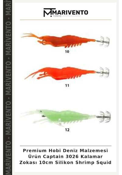 Premium Hobi Deniz Malzemesi Ürün Captain 3026 Kalamar Zokası 10cm Silikon Shrimp Squid