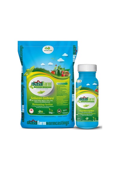 Organik%100 Solucan Gübresi Toz 10 Kg + 1 Litre Sıvı Organik Gübre 0,250