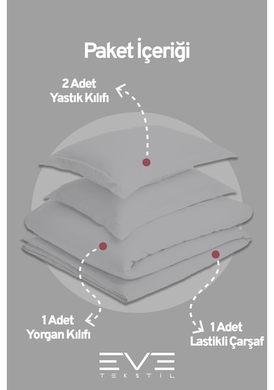 Eve Tekstil %100 Pamuk Ranforce Çarşaflı Yastık Ve Yorgan Kılıflı Çift Kişilik Nevresim Takımı 200x220 Cm Pembe