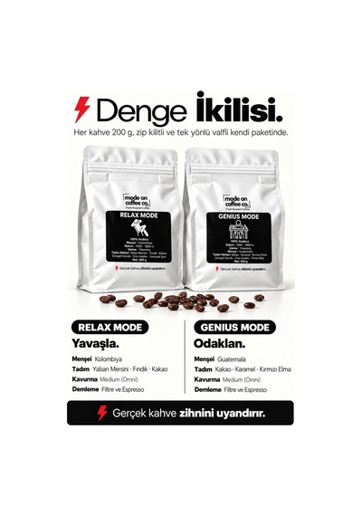 Denge İkilisi 2 X 200 Gr Filtre Ve Espresso Kahve Relax Mode Genius Mode - Filtre Makinesi İçin Öğütülmüş
