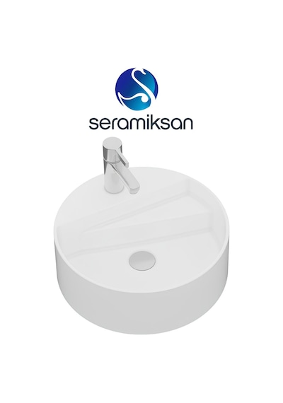 Seramiksan Livello Tezgah Üstü Yuvarlak Batarya Delikli Lavabo 42 CM