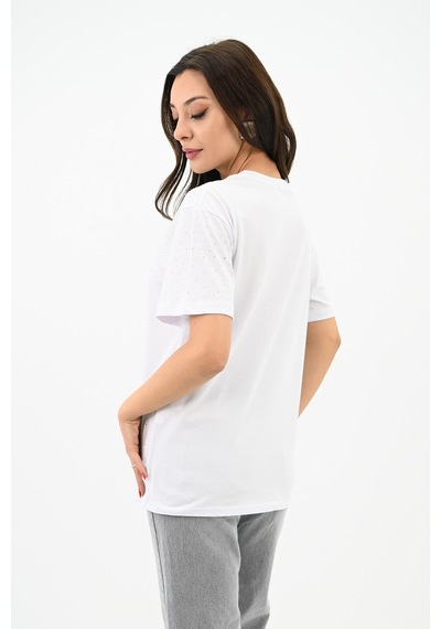 Kadın Taş Baskı Detaylı T-shirt 1749-24 001