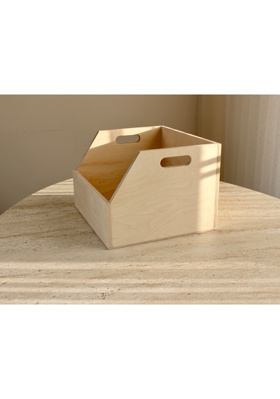 Ahşap Lp Plak Sandığı Boyasız Verniksiz - Organizer Kutu - Wooden Lp Record Box No Paint No Varnish Doğal Ahşap