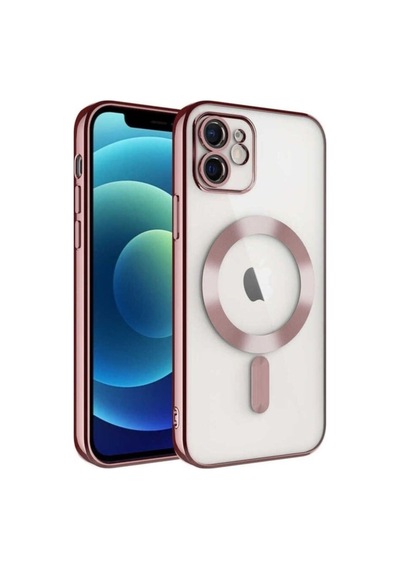 Apple Uyumlu iPhone 11 Kılıf Kamera Korumalı M-safe Wireless Şarj Özellikli Zore Demre Kapak Rose Gold