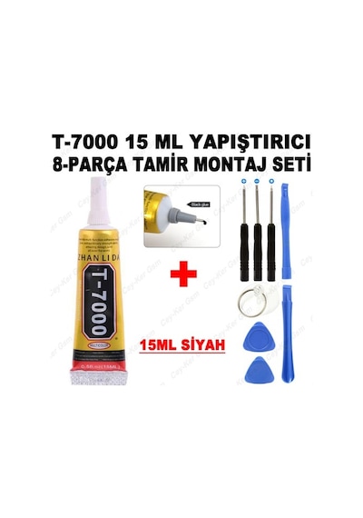 15 ML T7000 Lcd Ekran Kapak Plastik Yapıştırıcı Siyah+Tamir Seti 8