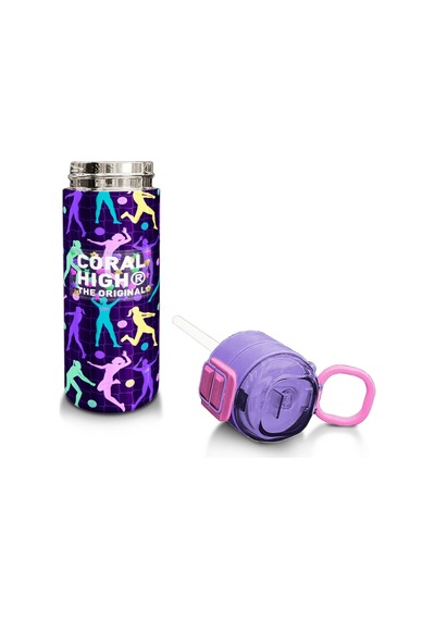Coral High Kids Mor Voleybol Desenli Pipetli Ve Direkt İçim Çelik Termos 500 Ml 31849 Mor
