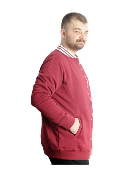 Mode Xl Büyük Beden Erkek Kolej Mont Süper 22614 Bordo Bordo