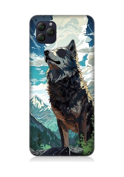 General Mobile Gm 22 Uyumlu Fantastik Bulutlar Ve Kurt Desenli Silikon Kılıf