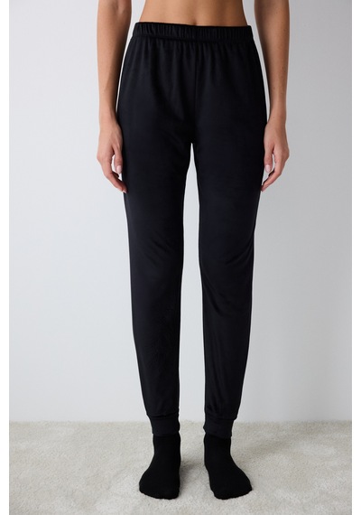Penti Black Fuzzy Solid Siyah Pantolon Pijama Altı Siyah Siyah