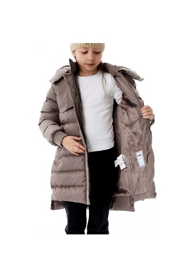 Kız Çocuk Kapüşonlu Kışlık Şişme Mont 51356 Kahve