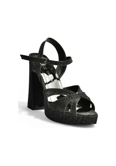 Fox Shoes Y246170214 Siyah Sim Kalın Platform Topuklu Abiye Ayakkabı