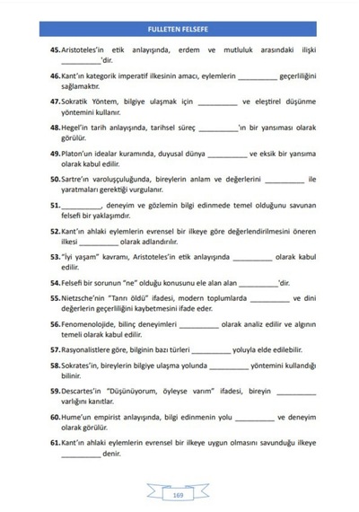 Yapay Zeka İle Tyt Felsefe Güncel Müfredat