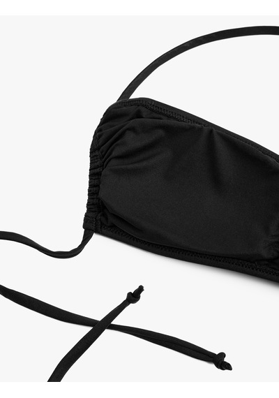 Koton Varak Baskılı Parlak Büzgülü Straplez Bikini Üstü Siyah 6sak10152mm