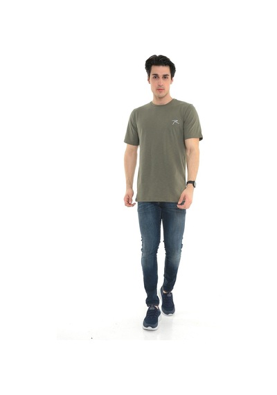 Raru Erkek %100 Pamuk T-Shirt Gravıs Haki (541475197) Çok Renkli
