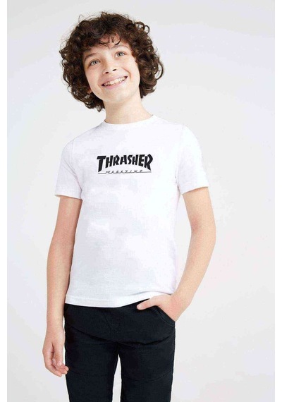 Tshirthane Thrasher Magazine Baskılı Unisex Çocuk Beyaz Tshirt