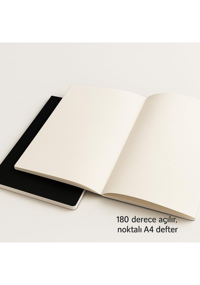 Özel Tasarım Siyah Kraft Kapaklı A4 Defter - 180 Derece Açılabilir, Sırtı Dikişli,%100 El İşçil