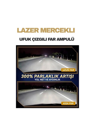 Fiat Fiorino 2007 - 2015 Mercek Led Ufuk Çizgili Far Ampulü Led Şimşek Etkili