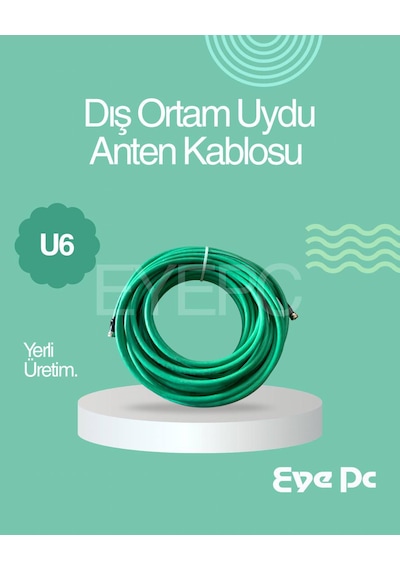 50 Metre Uydu Çanak Anten Kablosu Yeşil Tel Dış Ortam Dayanıklı U6