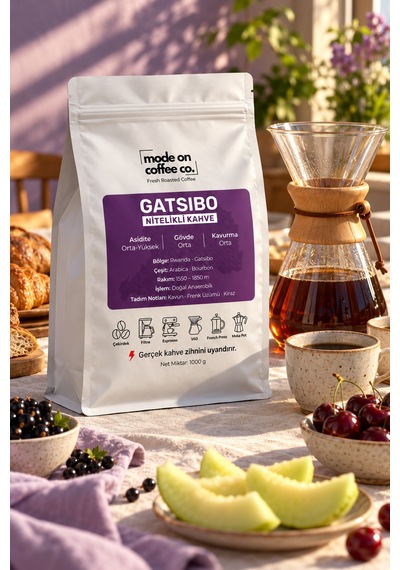 Gatsibo Rwanda Nitelikli Filtre Kahve 1000 Gr Bourbon Doğal Anaerobik Çekirdek