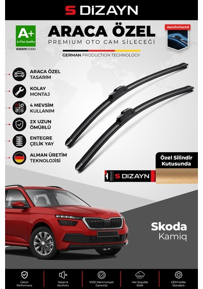 S-dizayn Skoda Kamiq Ön Cam Silecek Seti 2019 Üzeri Premium Araca Özel 65-45 Cm A+ Kalite
