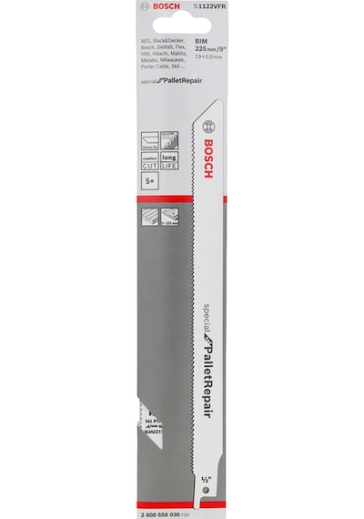 Bosch S 1122 Vfr 165mm 5'li Çivili Palet Tamiri İçin Testere 2608658030