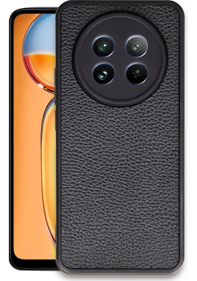Realme 12 5g Kılıf Şık Görünümlü Deri Kapak Ryc/aras Deri Siyah