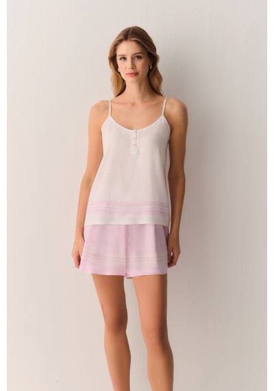 Suwen Cute Atlet Şort Pijama Takımı Sh26501667334 Pembe