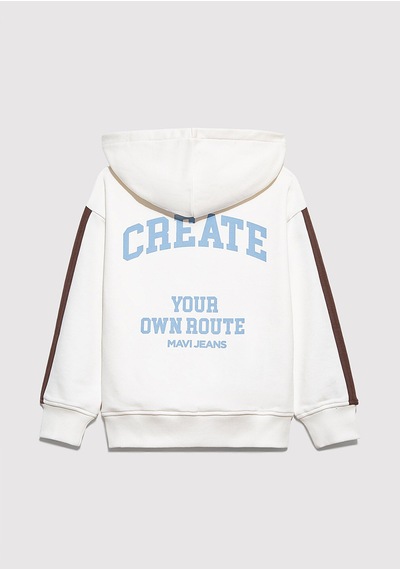Mavi - Baskılı Kapüşonlu Ekru Sweatshirt 6s10165-70057 Ekru
