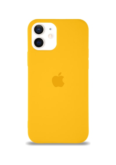 Apple Uyumlu  iPhone 12 Mini Logolu Silikon Kılıf Altı Kapalı İçi Kadife Lansman Arka Kapak