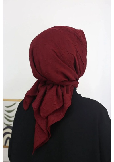 Melodi Scarf Kadın Tesettür Pratik Bambu Kraş Eşarp Bordo Bordo
